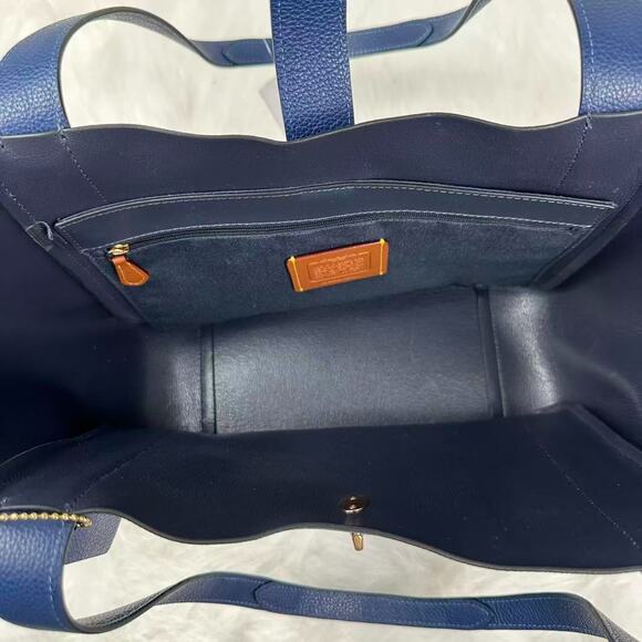 Coach Hadley Turnlock Tote Bag In Leather/Gold/Deep Blue CAL17 NWT
